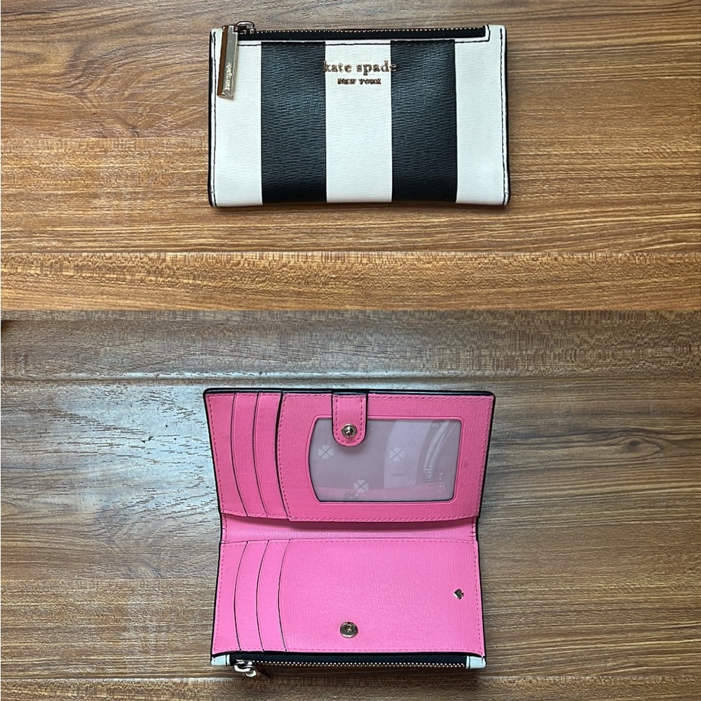 Kate Spade Black & White Vertical Stripe Wallet